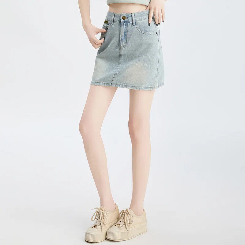 Cypress House Denim Short Skirts Women's Light Blue-5