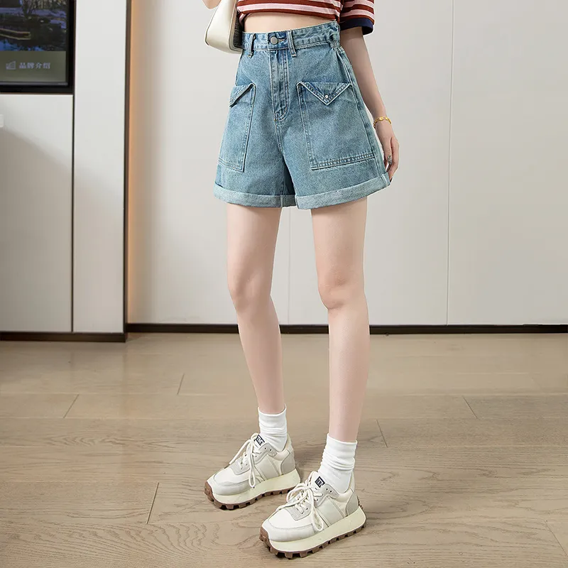 Cypress House Denim Shorts Women's Light Gray Blue-4