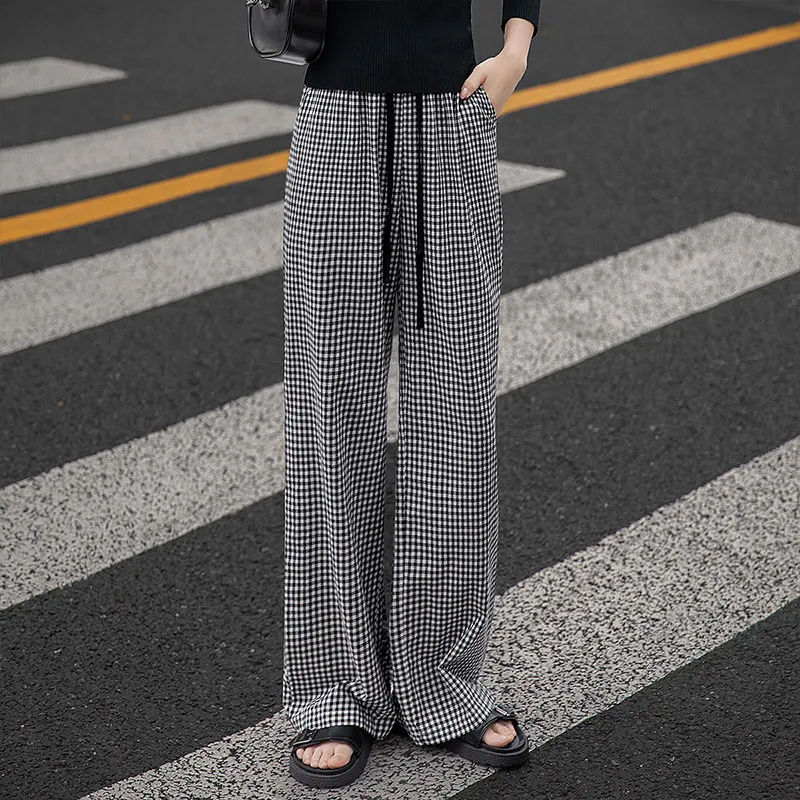 Cypress House Casual Pants Women's Black White Plaid-6
