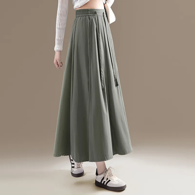 Cypress House Casual Long Skirts Women's Army Green-5
