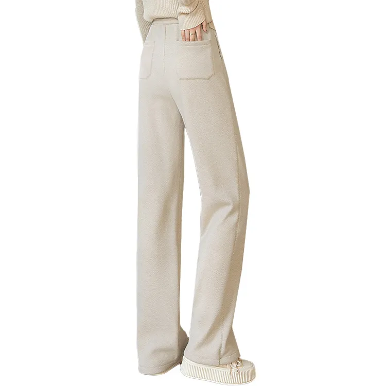 Cypress House Casual Pants Women's Beige Coffee Herringbone-2