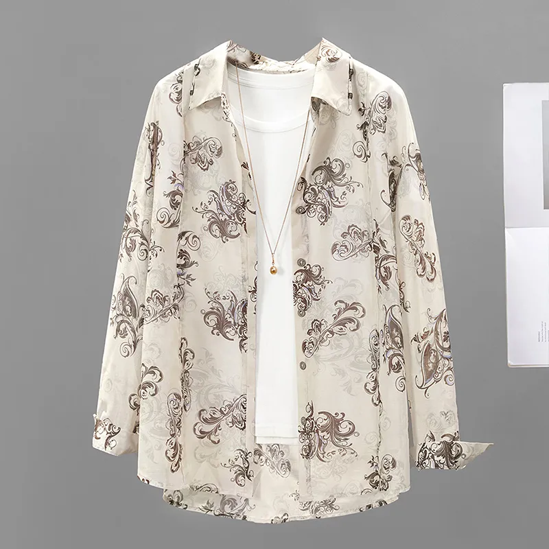 TOUCH Shirt Women's Beige With Coffee Floral-2