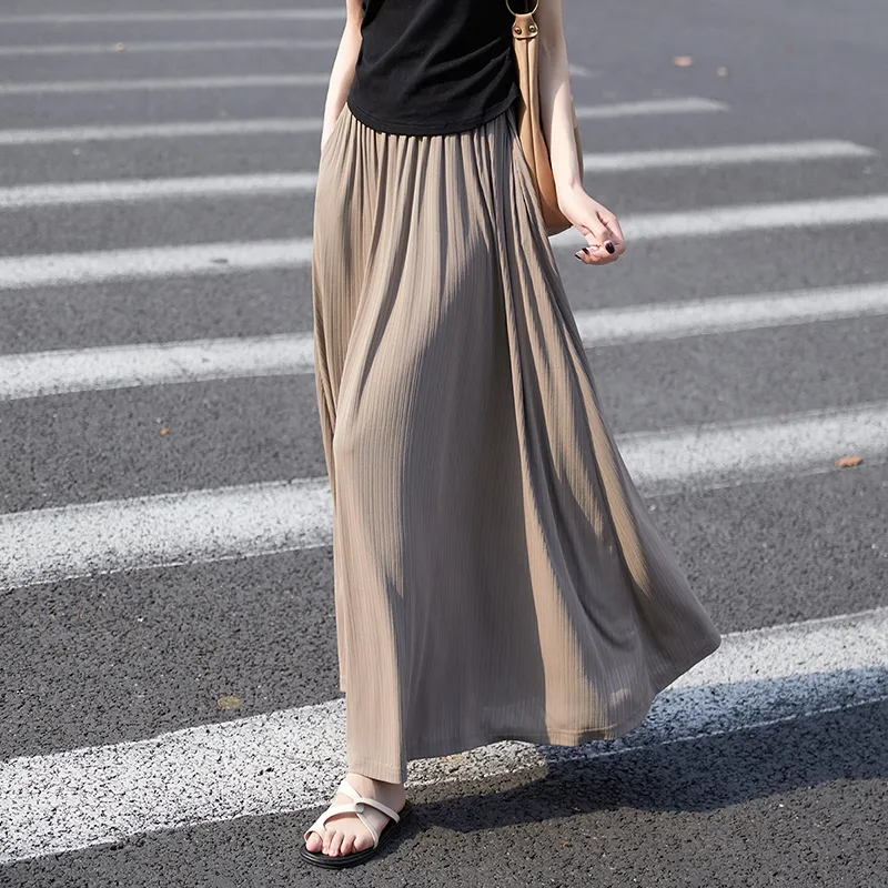 TOUCH Casual Long Skirt Women's Gray Coffee-5