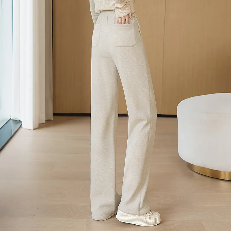 Cypress House Casual Pants Women's Beige Coffee Herringbone-4