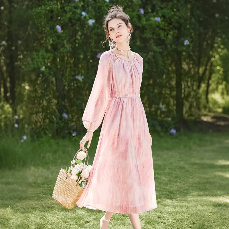 TOUCH Long Sleeved Dress Women's Pink-1