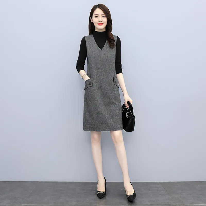 Cypress House Sleeveless Dress Women's Black Gray Herringbone-3