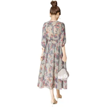 Cypress House Long Sleeved Dress Women's Pink And Blue Floral