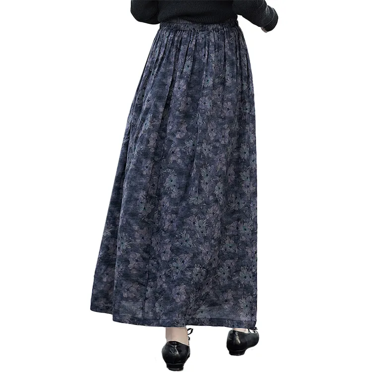 Cypress House Casual Long Skirt Women's Purple Floral-1