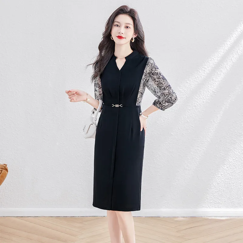 Cypress House Long Sleeved Dress Women's Black & Gray Heather-2