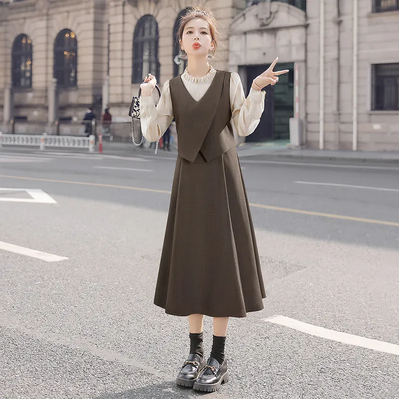 Cypress House Long Sleeved Dress Women's Dark Coffee-2