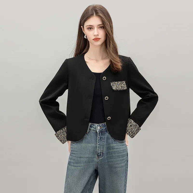 TOUCH Cropped Coats Women's Black-5