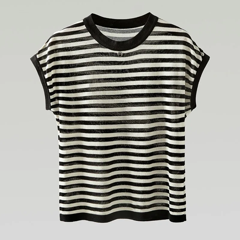 Cypress House Knitwear Women's Black Apricot Stripes-3