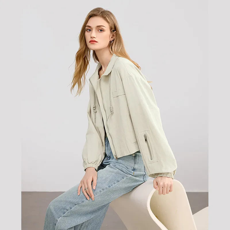 TOUCH Cropped Coat Women's Light Pea Green-5