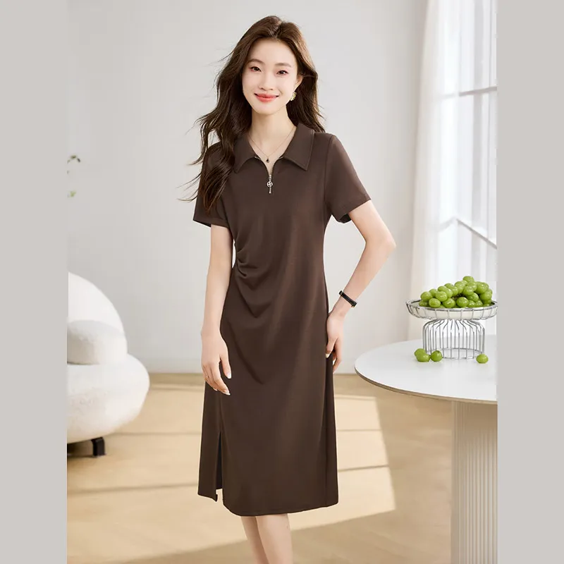 Cypress House Short Sleeved Dresses Women's Dark Coffee-5