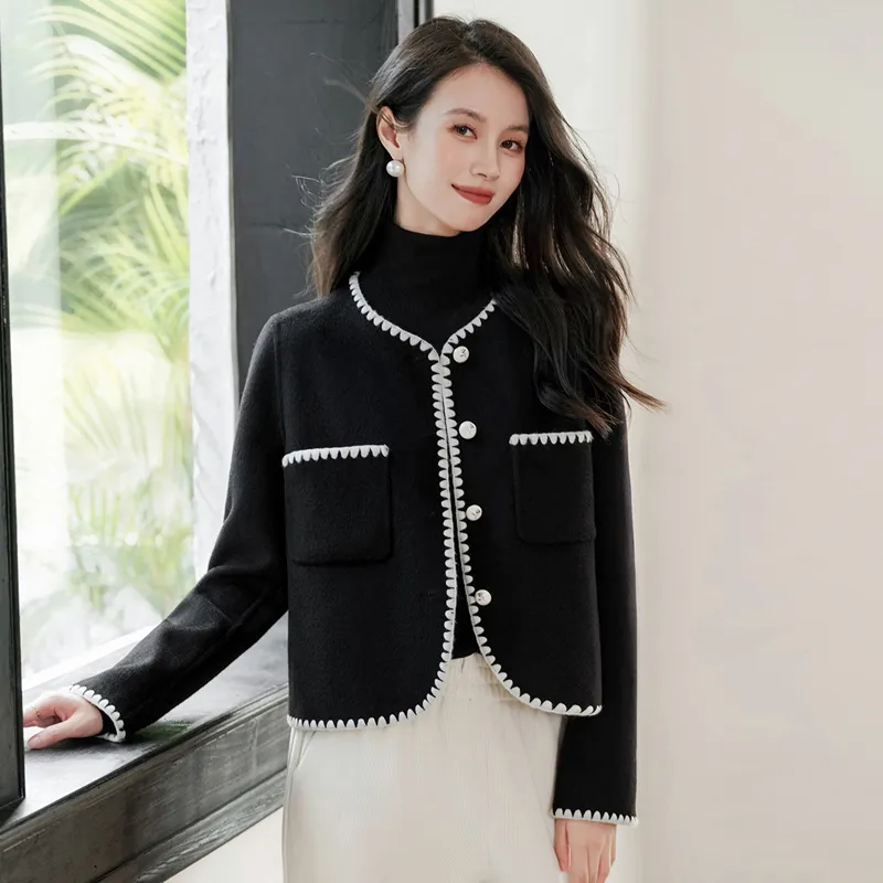 Cypress House Cropped Coats Women's Black-5