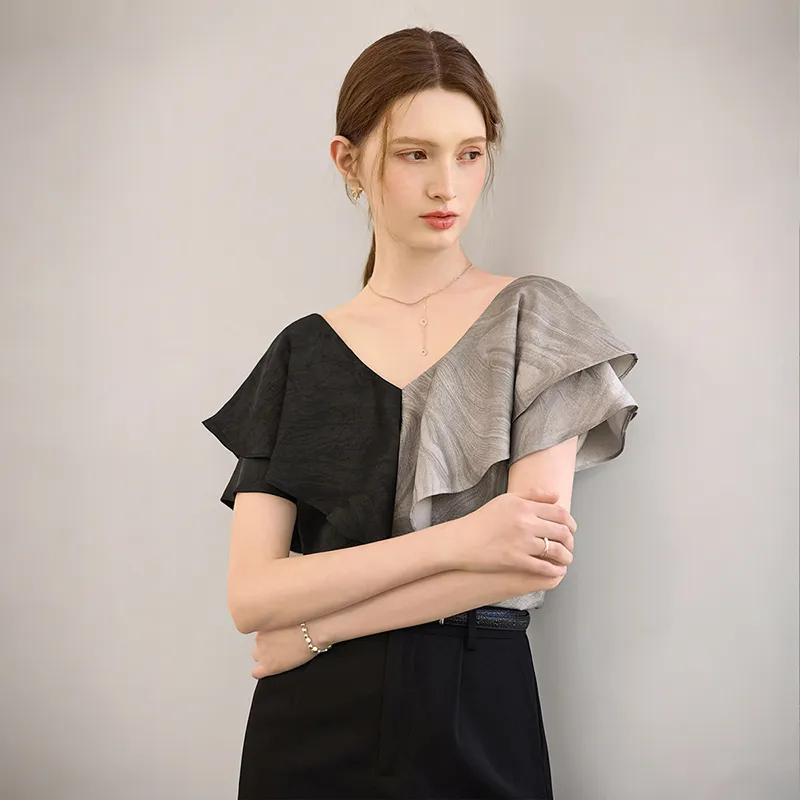 TOUCH Shirts Women's Black & Gray & Brown-3