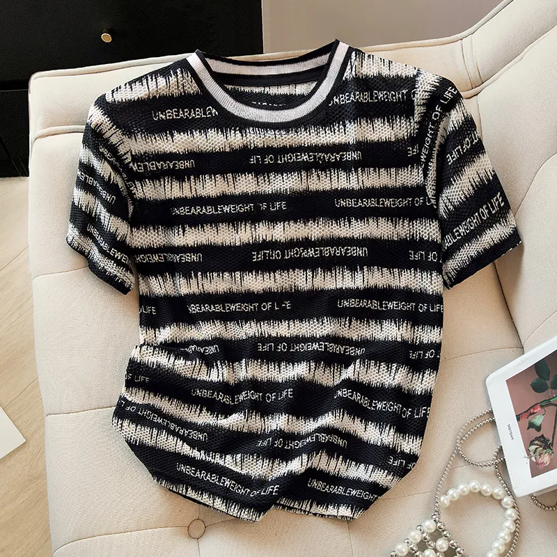 Cypress House T Shirt Women's Black White Stripes-2
