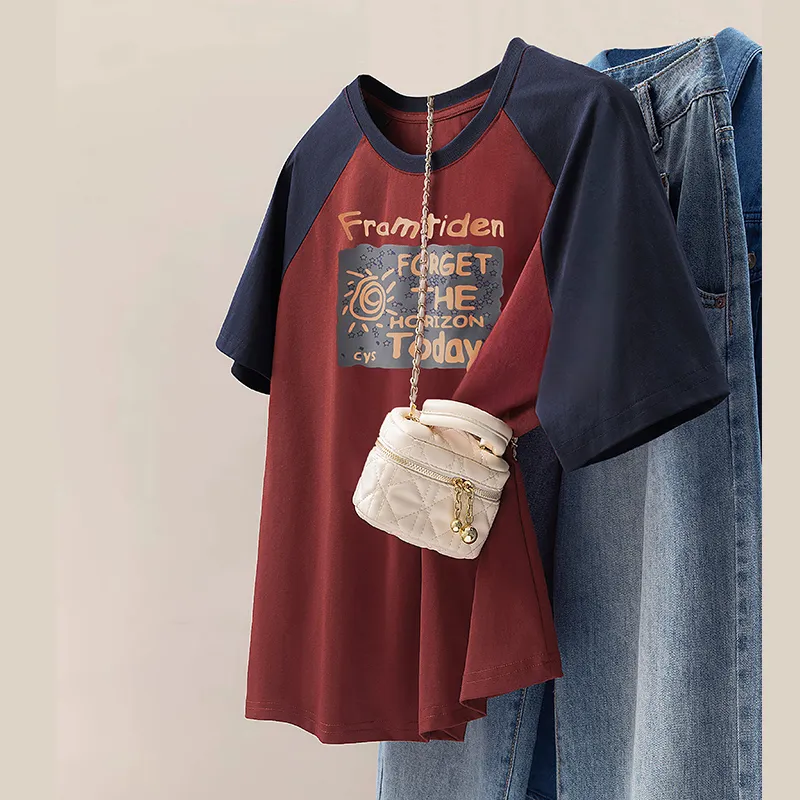 Cypress House Raglan Sleeve T Shirt Women's Dark Blue & Red-2