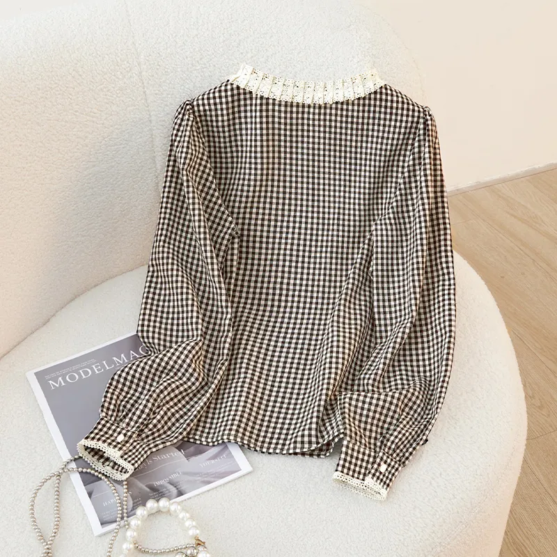 TOUCH Shirt Women's Black Beige Plaid-9