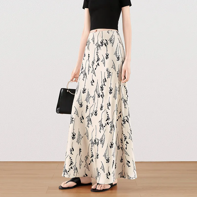 TOUCH Casual Long Skirt Women's Beige Khaki-1