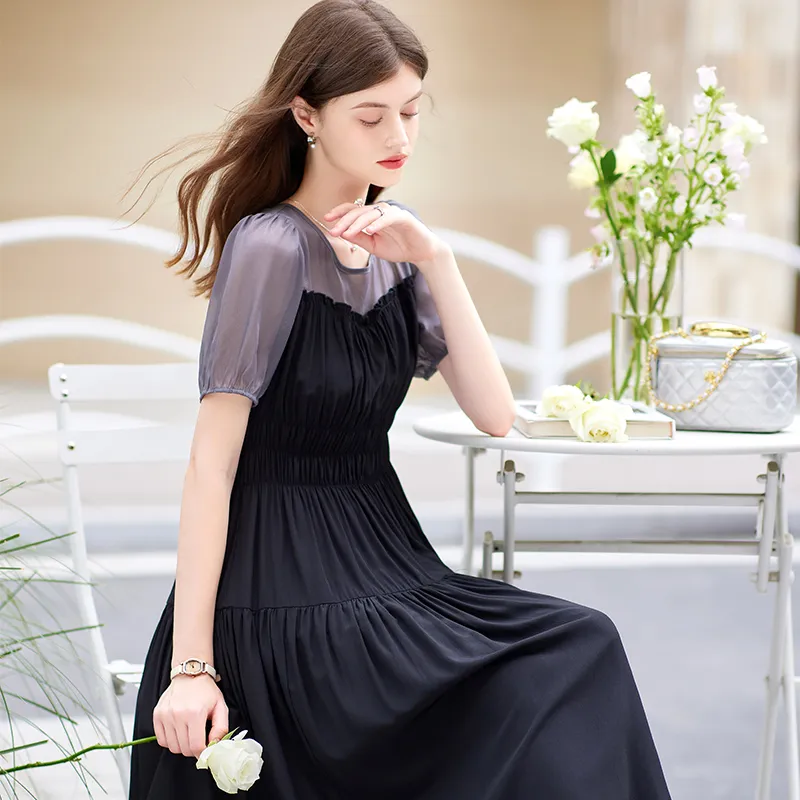 TOUCH SS24 Short Sleeved Dress Women's Dark Gray & Black-4