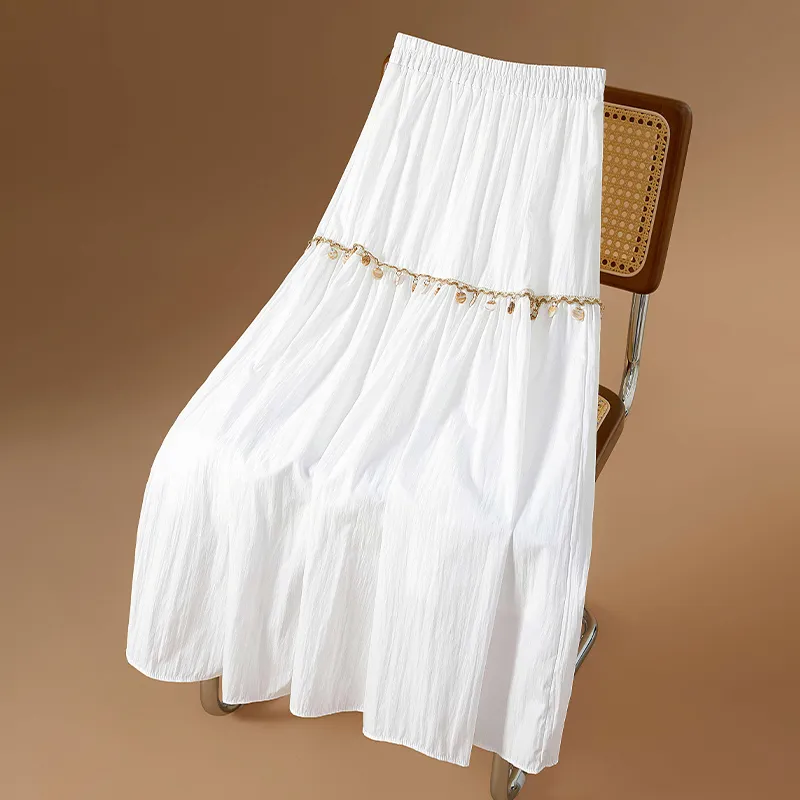 TOUCH Casual Long Skirt Women's White-3