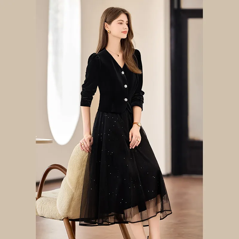 TOUCH Two Piece Skirt Sets Women's Black-2