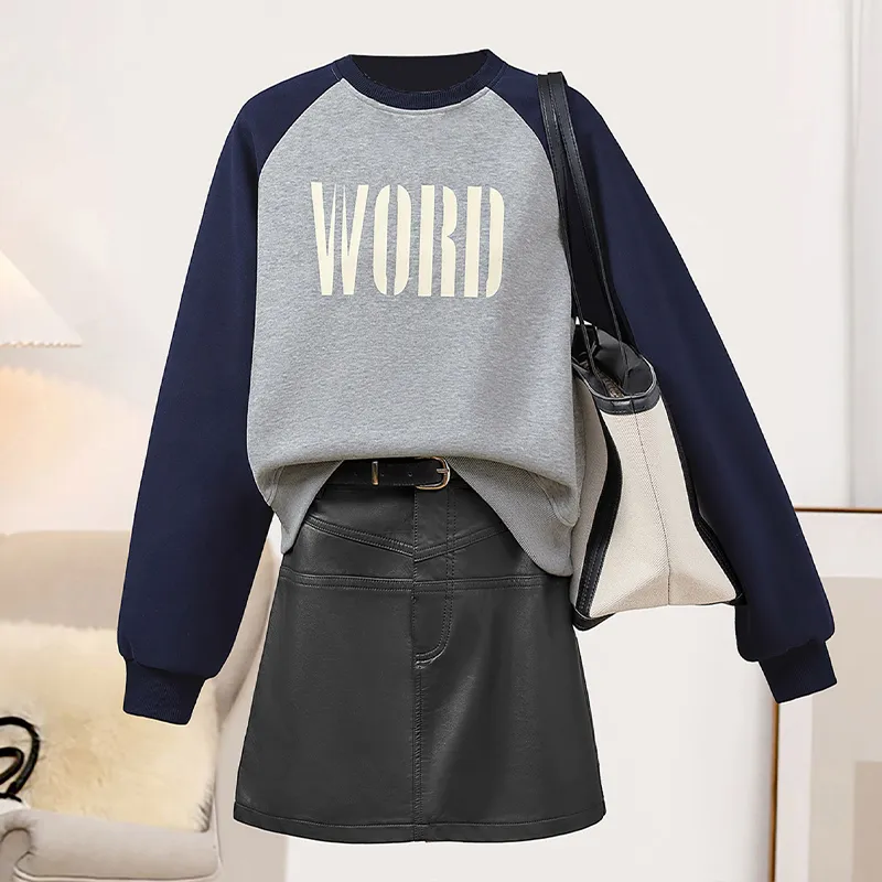 TOUCH Sweatshirt Women's Gray & Navy Blue-2