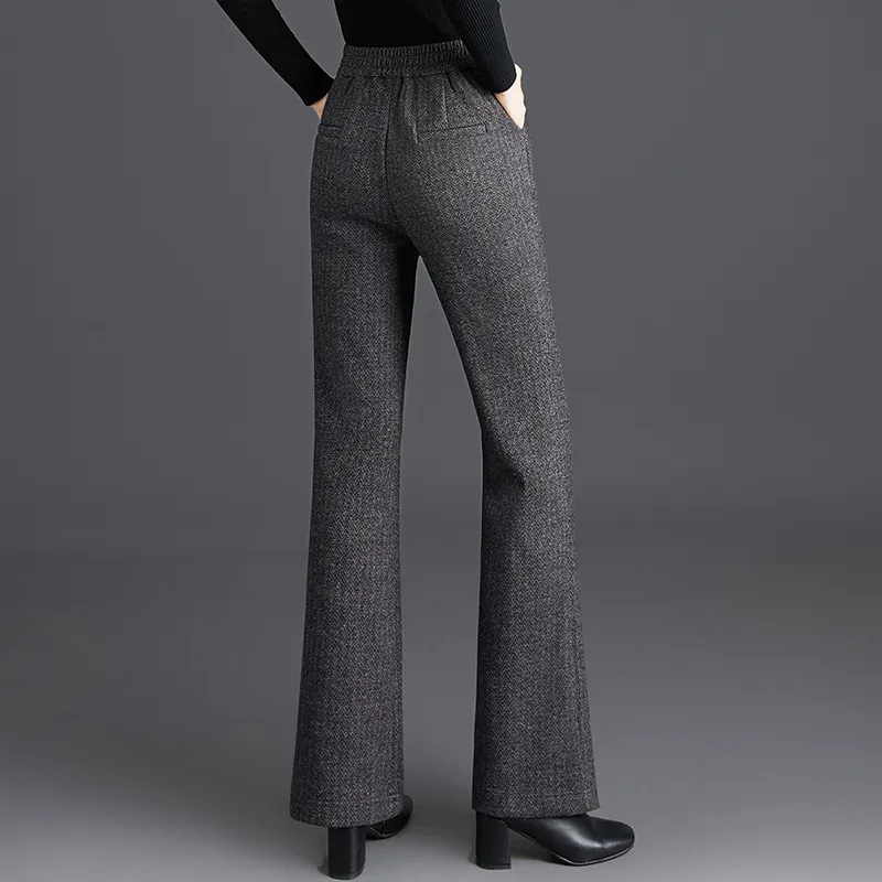TOUCH Casual Pants Women's Black Gray Herringbone-3