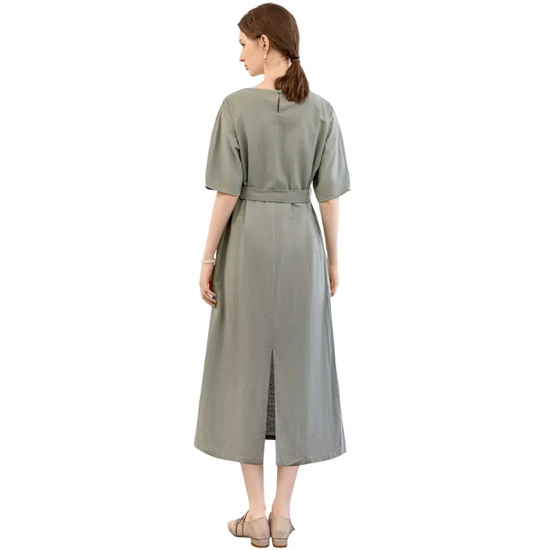 TOUCH Short Sleeved Dress Women's Gray Green-1