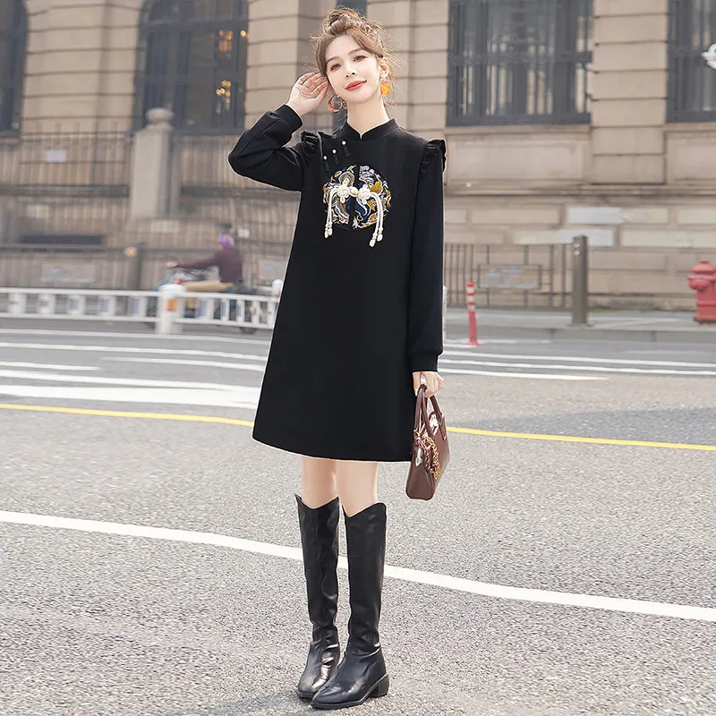 Cypress House Long Sleeved Dress Women's Black-3