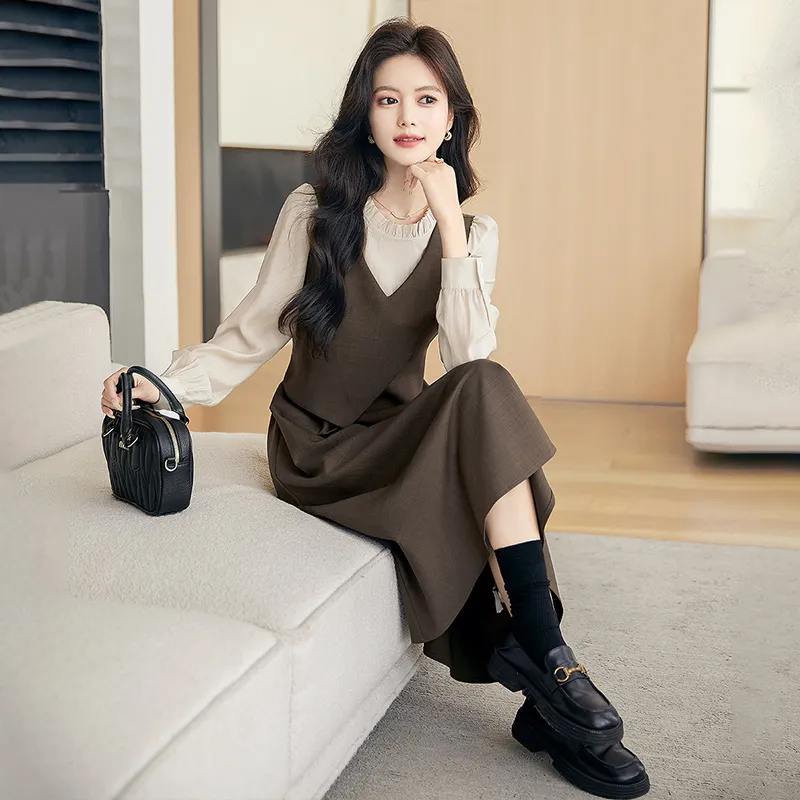 Cypress House Long Sleeved Dress Women's Dark Coffee-7