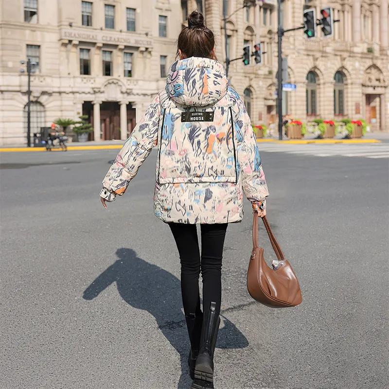 Cypress House Down Jacket Women's White Base Graffiti-1