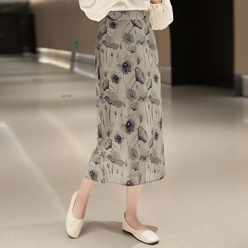 Cypress House Casual Long Skirt Women's Tea Brown Ink Wash-4