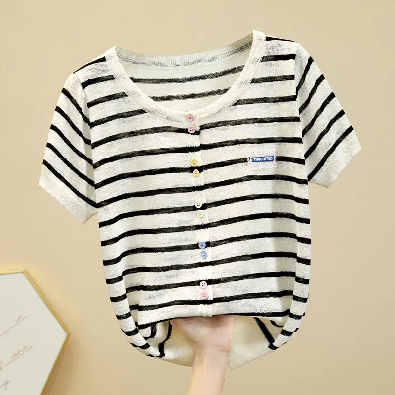 TOUCH Knitwear Women's Black Rice Stripes-2