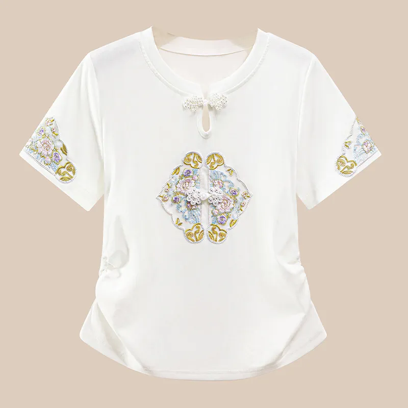 TOUCH Set in Sleeve T Shirt Women's White-2