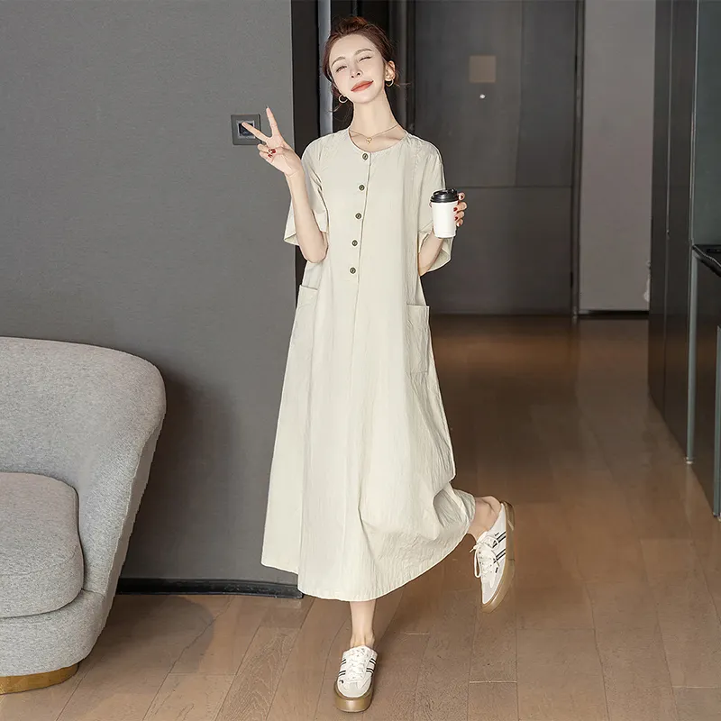 Cypress House Short Sleeved Dress Women's Beige-1
