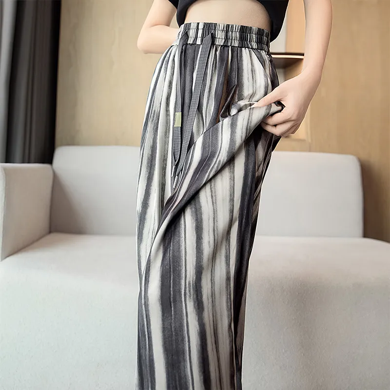 Cypress House Casual Pants Women's Black Gray Stripes-4