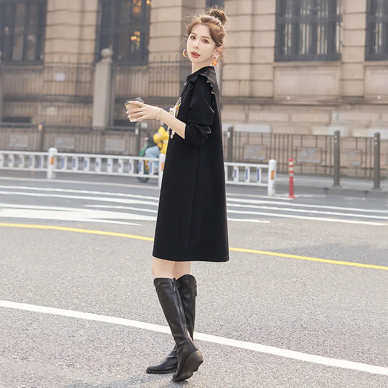 Cypress House Long Sleeved Dress Women's Black-4