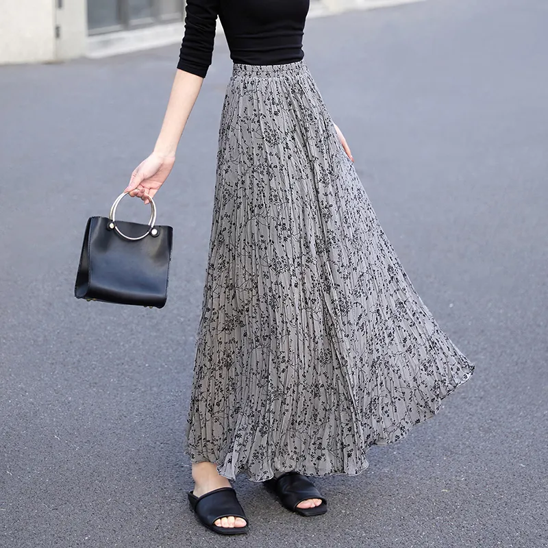 TOUCH Casual Long Skirt Women's Dark Gray-5