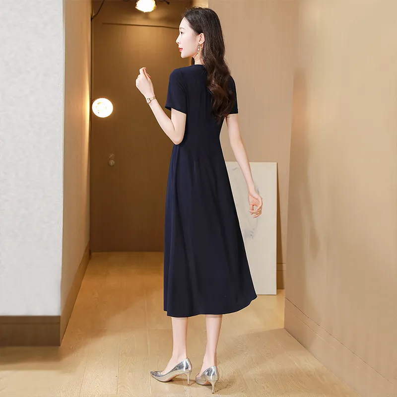 Cypress House Short Sleeved Dress Women's Navy Blue-2
