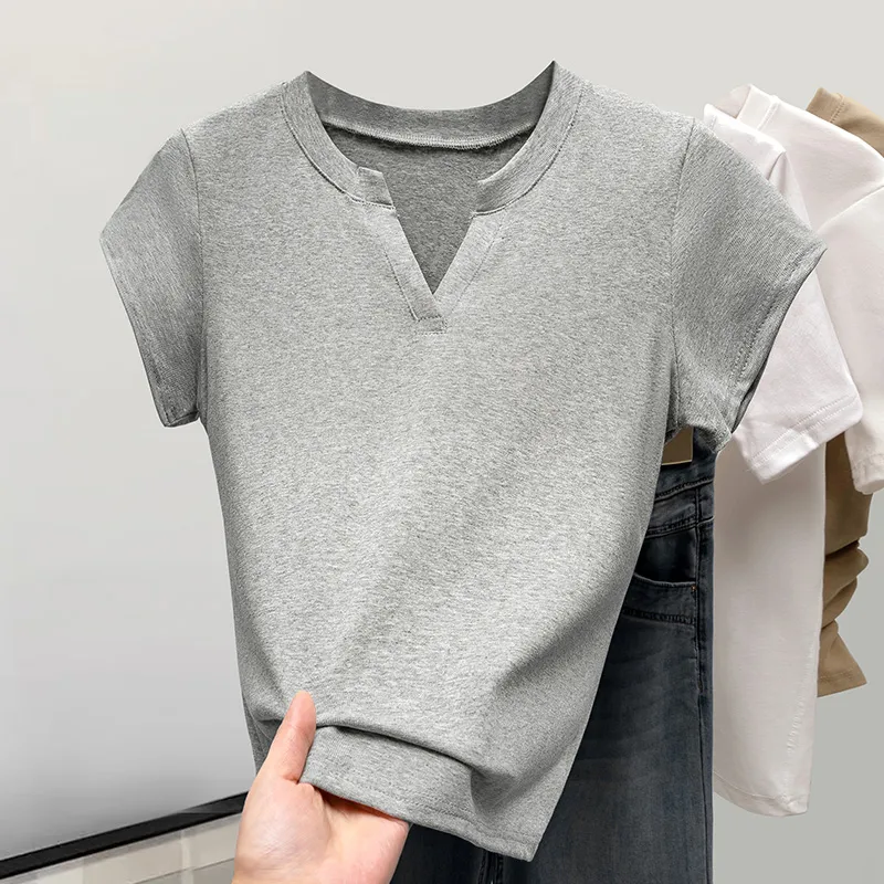 Cypress House Set in Sleeve T Shirt Women's Gray-2