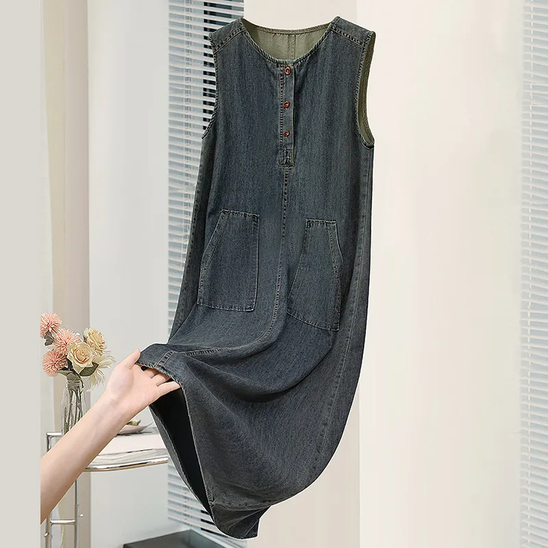 Cypress House Sleeveless Dress Women's Vintage Dark Blue-2