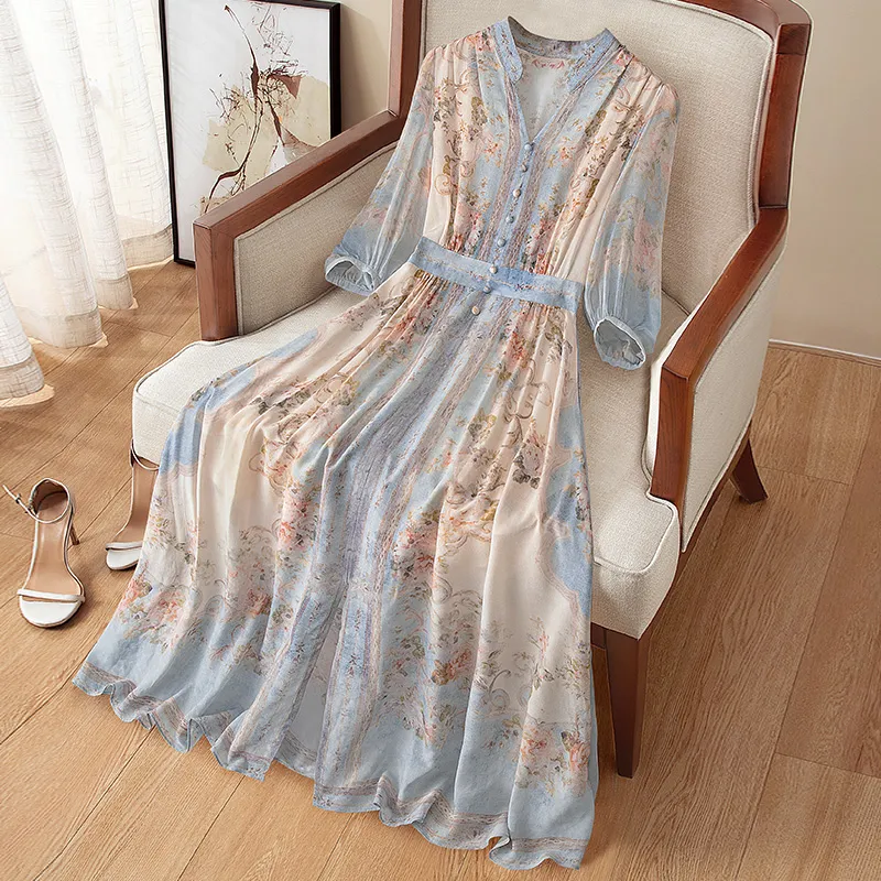 Cypress House Short Sleeved Dress Women's Pink Blue Floral-2