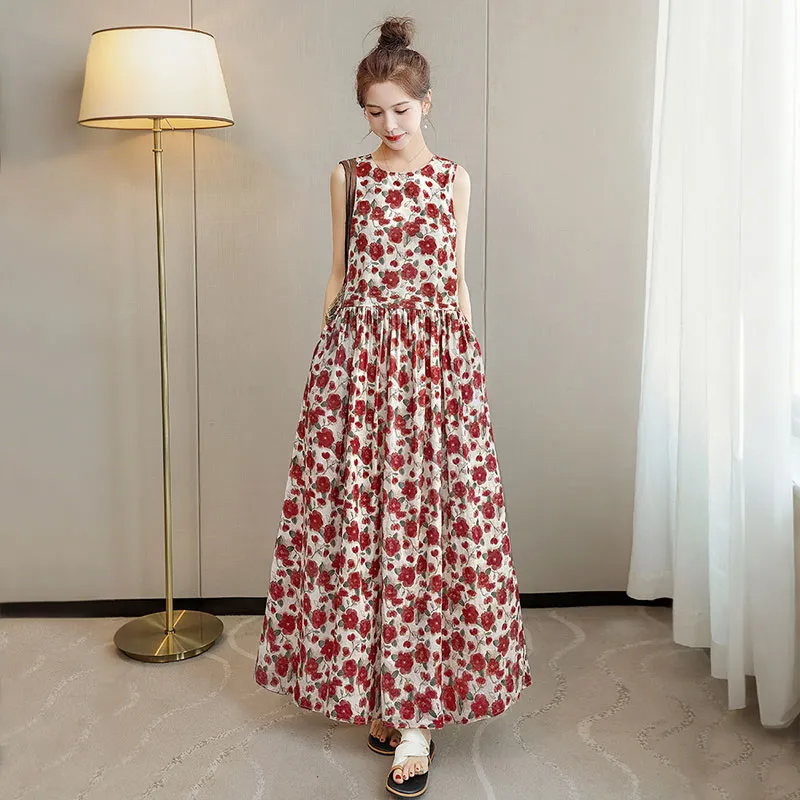 Cypress House Sleeveless Dress Women's Red Floral-5