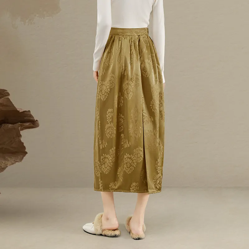TOUCH Casual Long Skirts Women's Gold-3