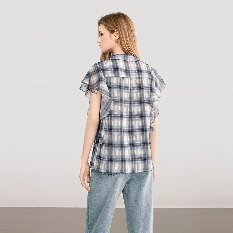 TOUCH Shirts Women's Black Gray Plaid-3