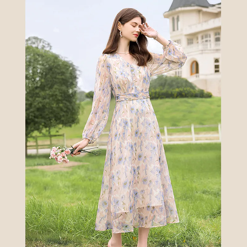 TOUCH Long Sleeved Dress Women's Blue Pink Multicolor-4
