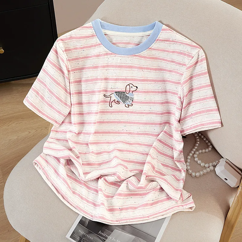 TOUCH T Shirts Women's Pink Stripes-2