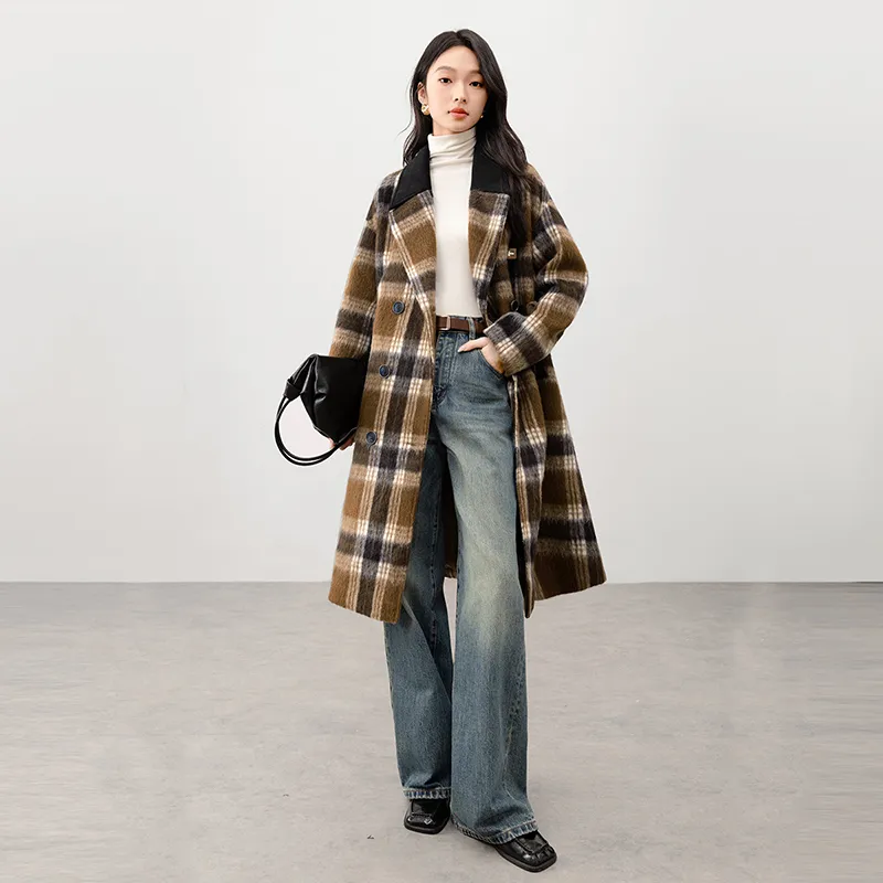 TOUCH Coats Women's Coffee Plaid-3
